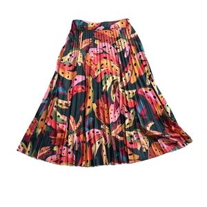 Floral Midi Skirt - Red and Orange